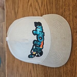 Aloha Headwear Twill Cream Floral Adjustable Baseball Hat Cap - Flat Brim